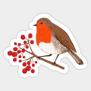 European Robin Winter Bird Sticker